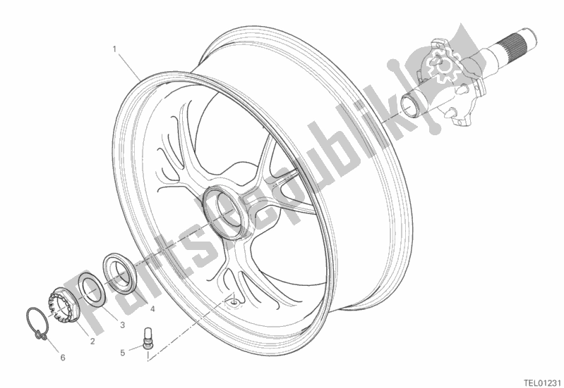All parts for the Rear Wheel of the Ducati Hypermotard 950 SP 2020